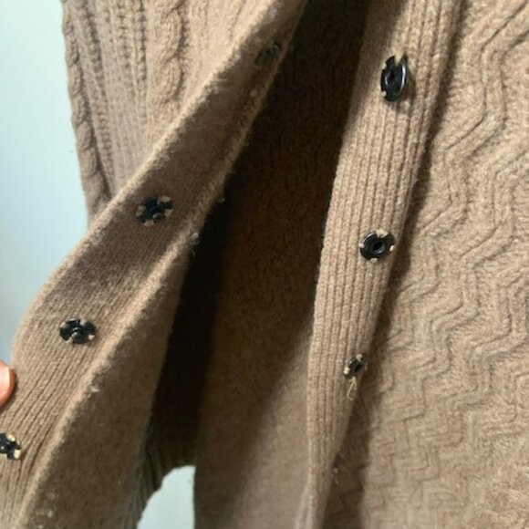 Jillian Jones Luxury 100% Lambswool Boho Lagenlook Duster Brown Cardigan  Size L - Picture 6 of 8